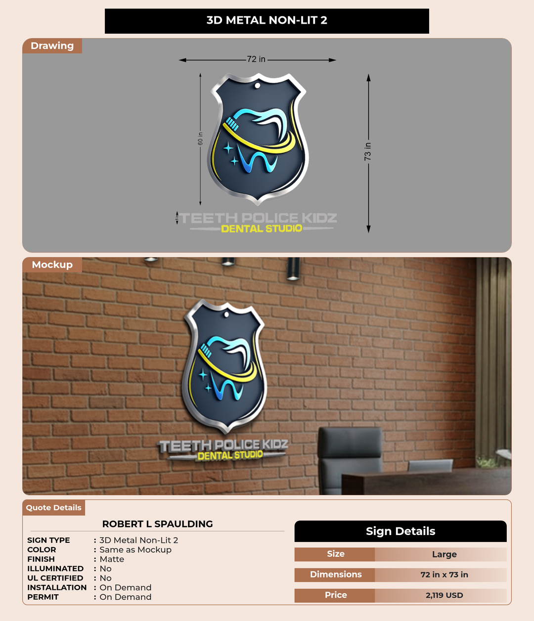CUSTOM MOCKUP SIGN FOR Robert L Spaulding