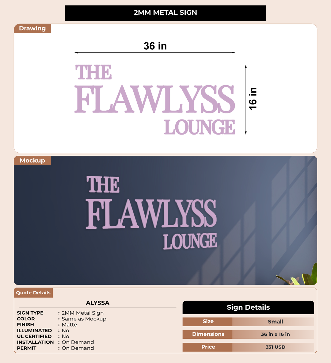 CUSTOM MOCKUP SIGN FOR Alyssa