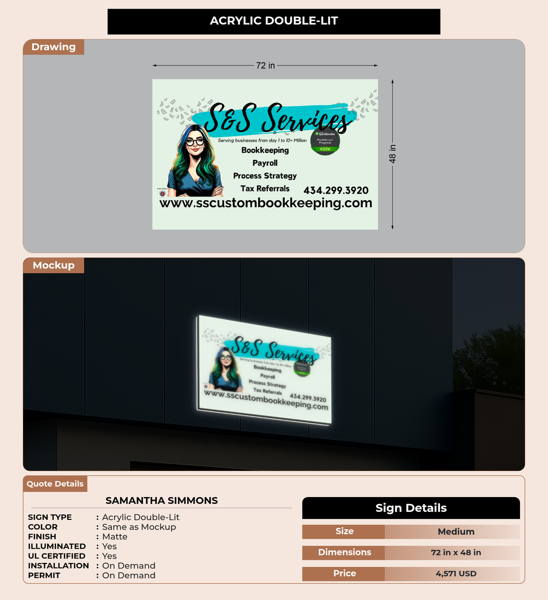 CUSTOM MOCKUP SIGN FOR Samantha Simmons
