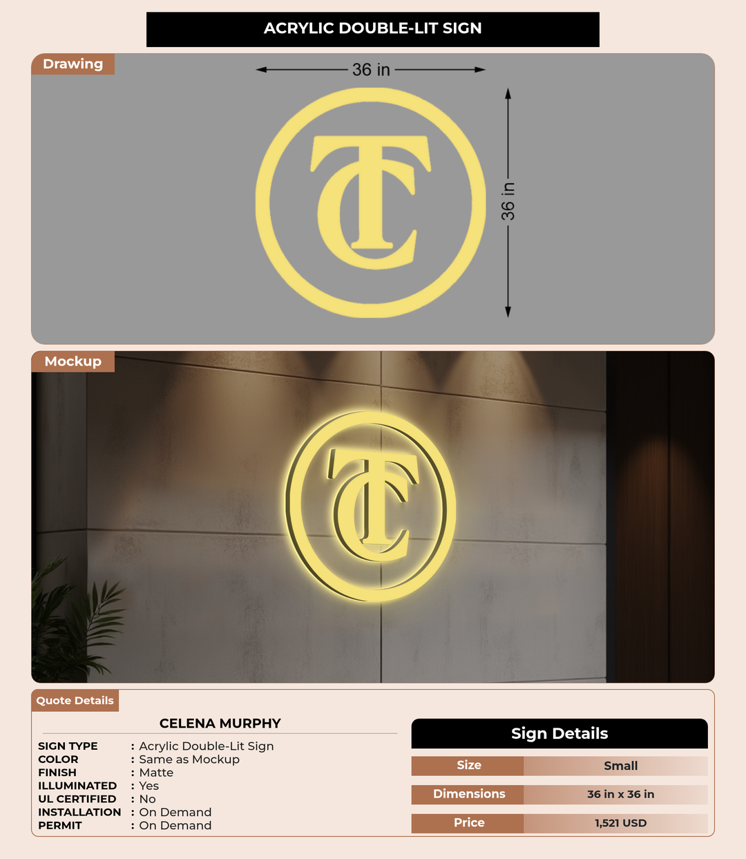 CUSTOM MOCKUP SIGN FOR Celena Murphy
