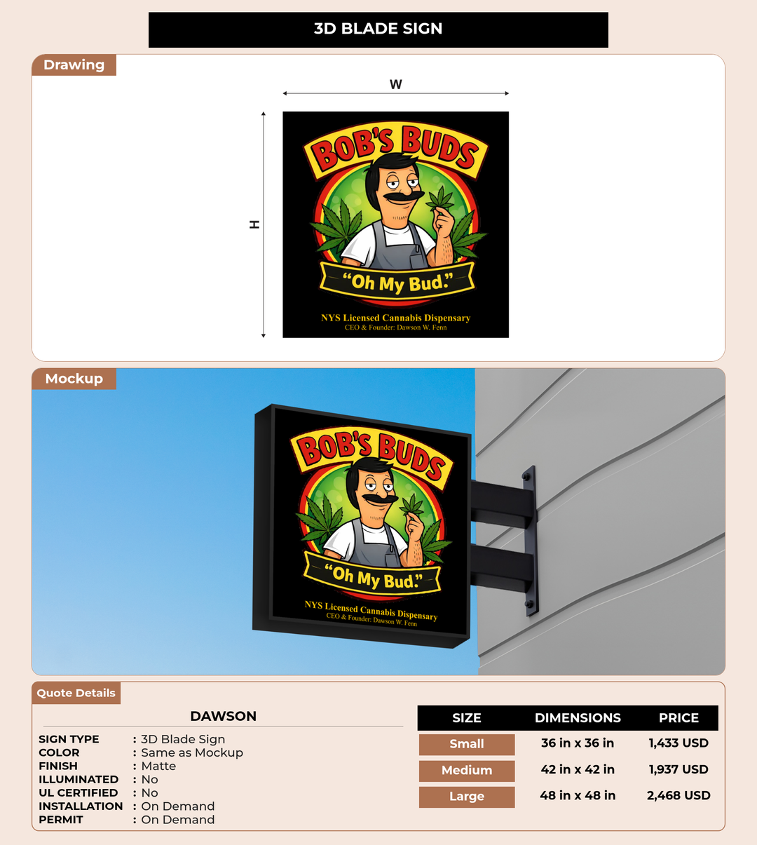 CUSTOM MOCKUP SIGN FOR Dawson