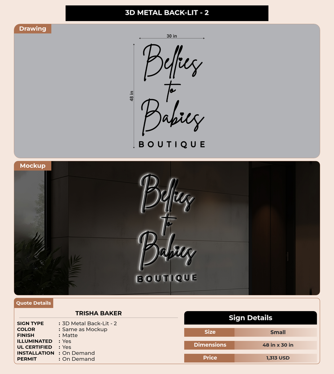 CUSTOM MOCKUP SIGN FOR Trisha Baker