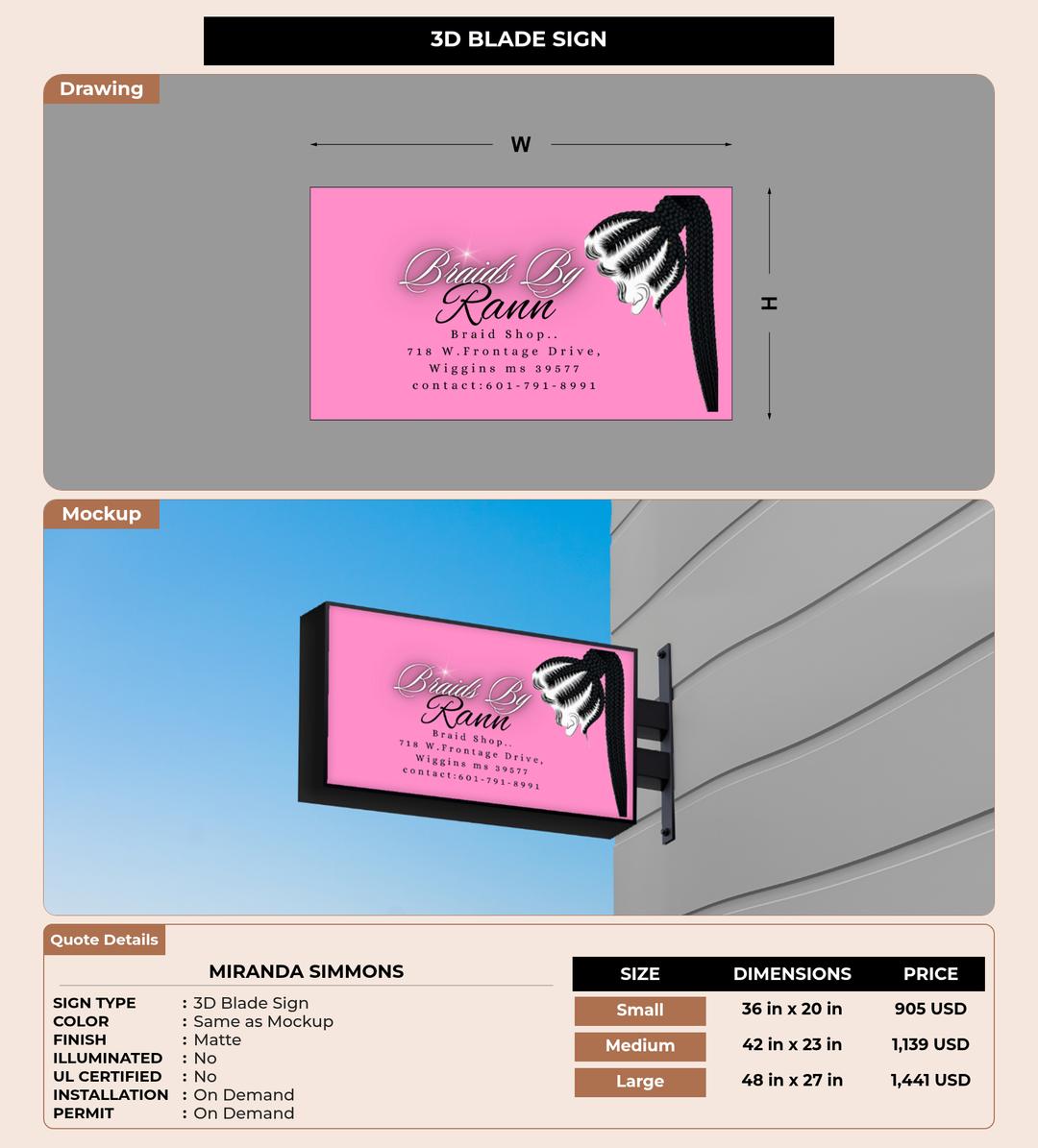 CUSTOM MOCKUP SIGN FOR Miranda Simmons