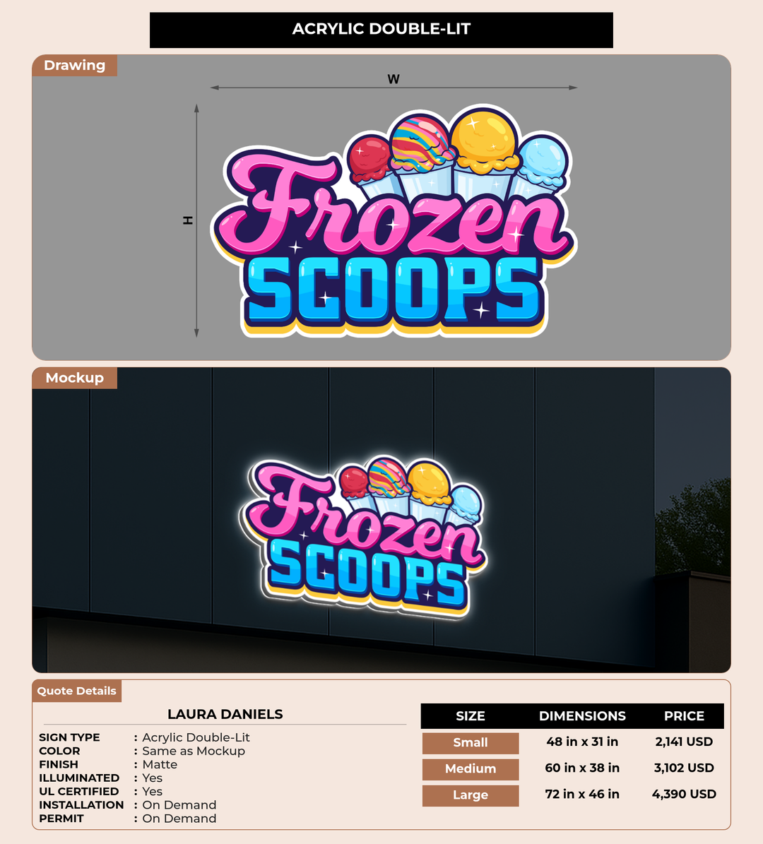 CUSTOM MOCKUP SIGN FOR Laura Daniels