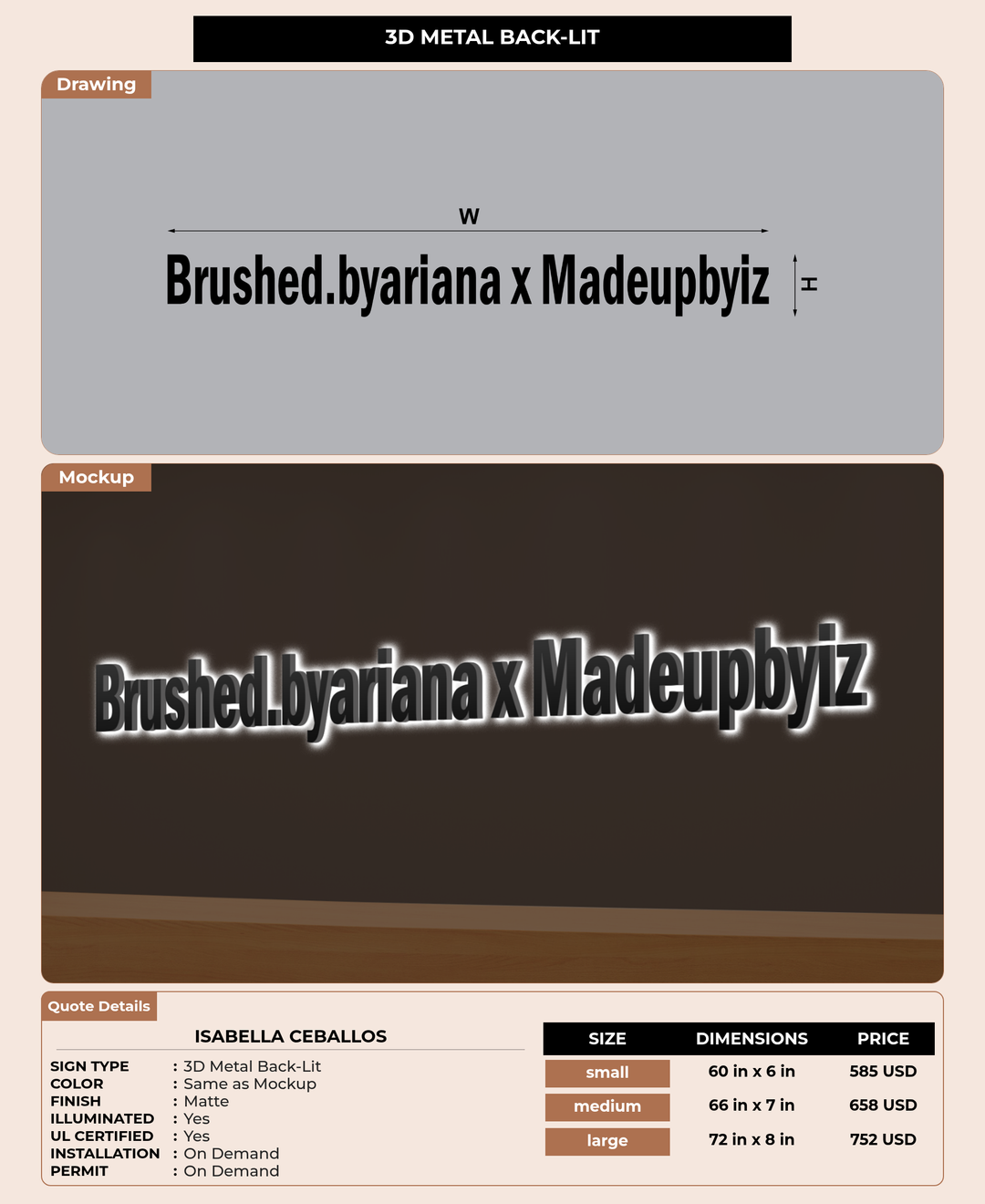 CUSTOM MOCKUP SIGN FOR Isabella ceballos