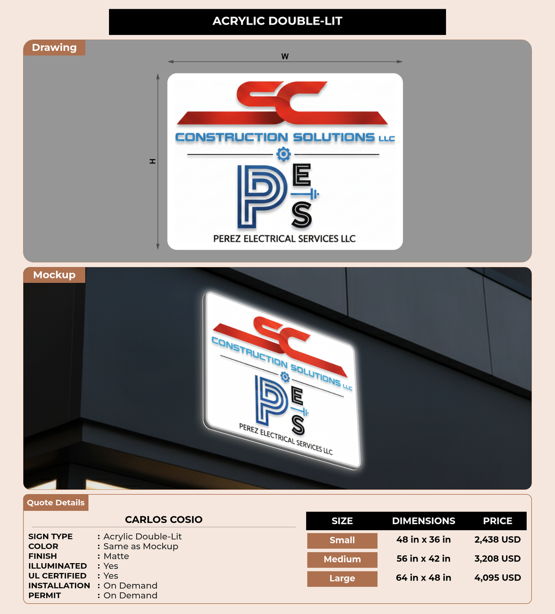 CUSTOM MOCKUP SIGN FOR Carlos Cosio