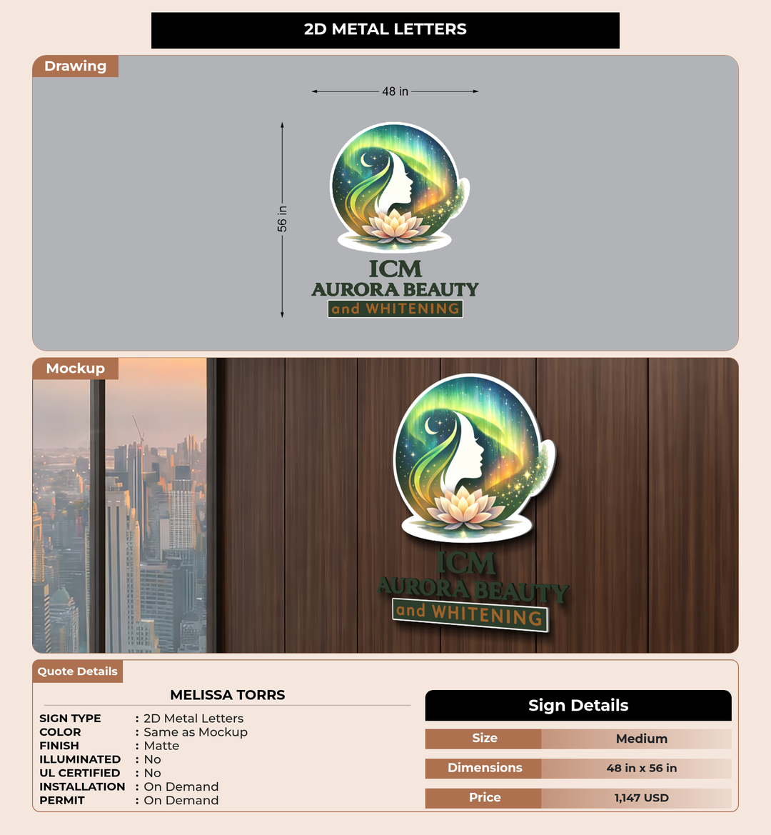 CUSTOM MOCKUP SIGN FOR Melissa Torrs