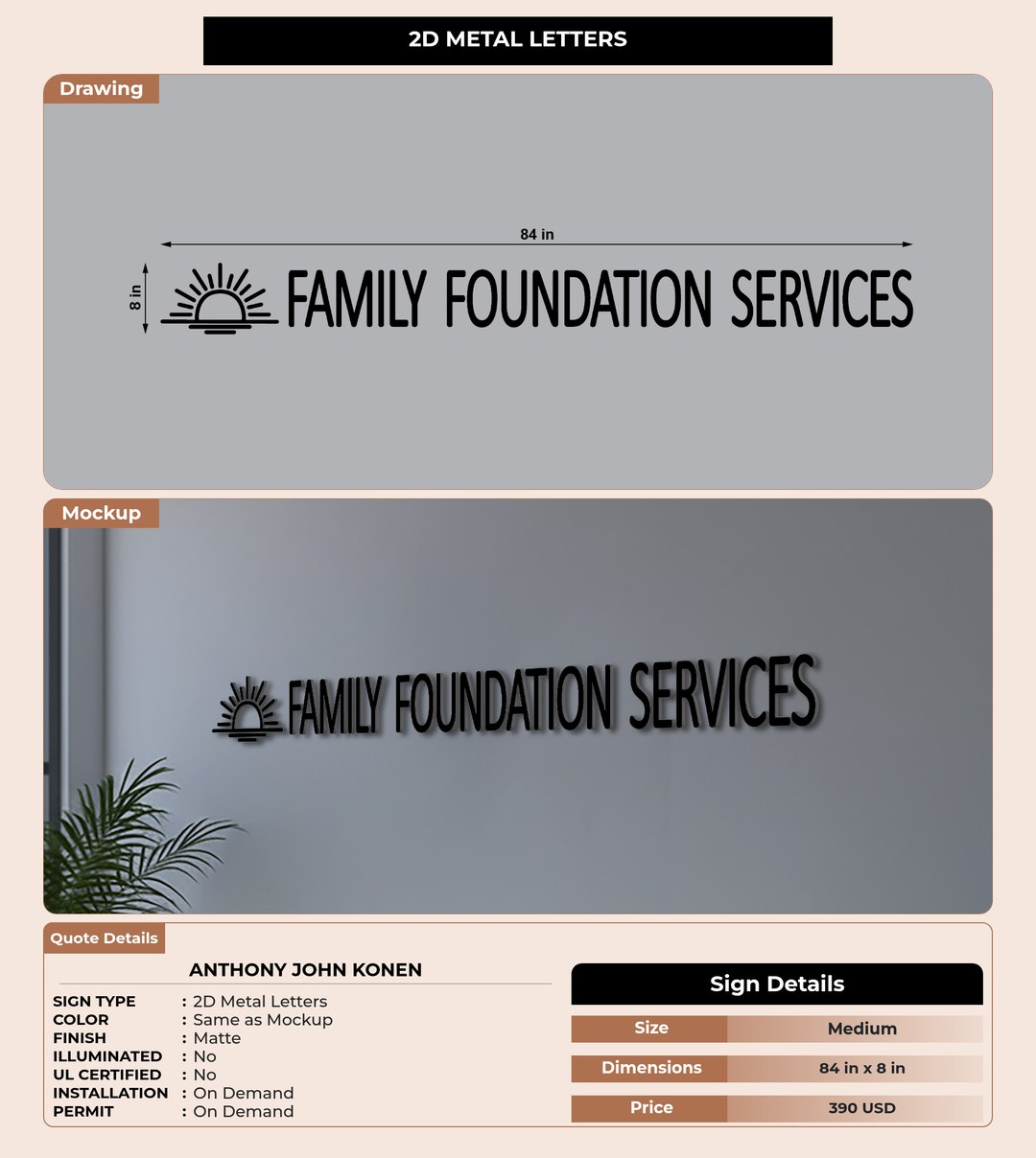 CUSTOM MOCKUP SIGN FOR Anthony John Konen