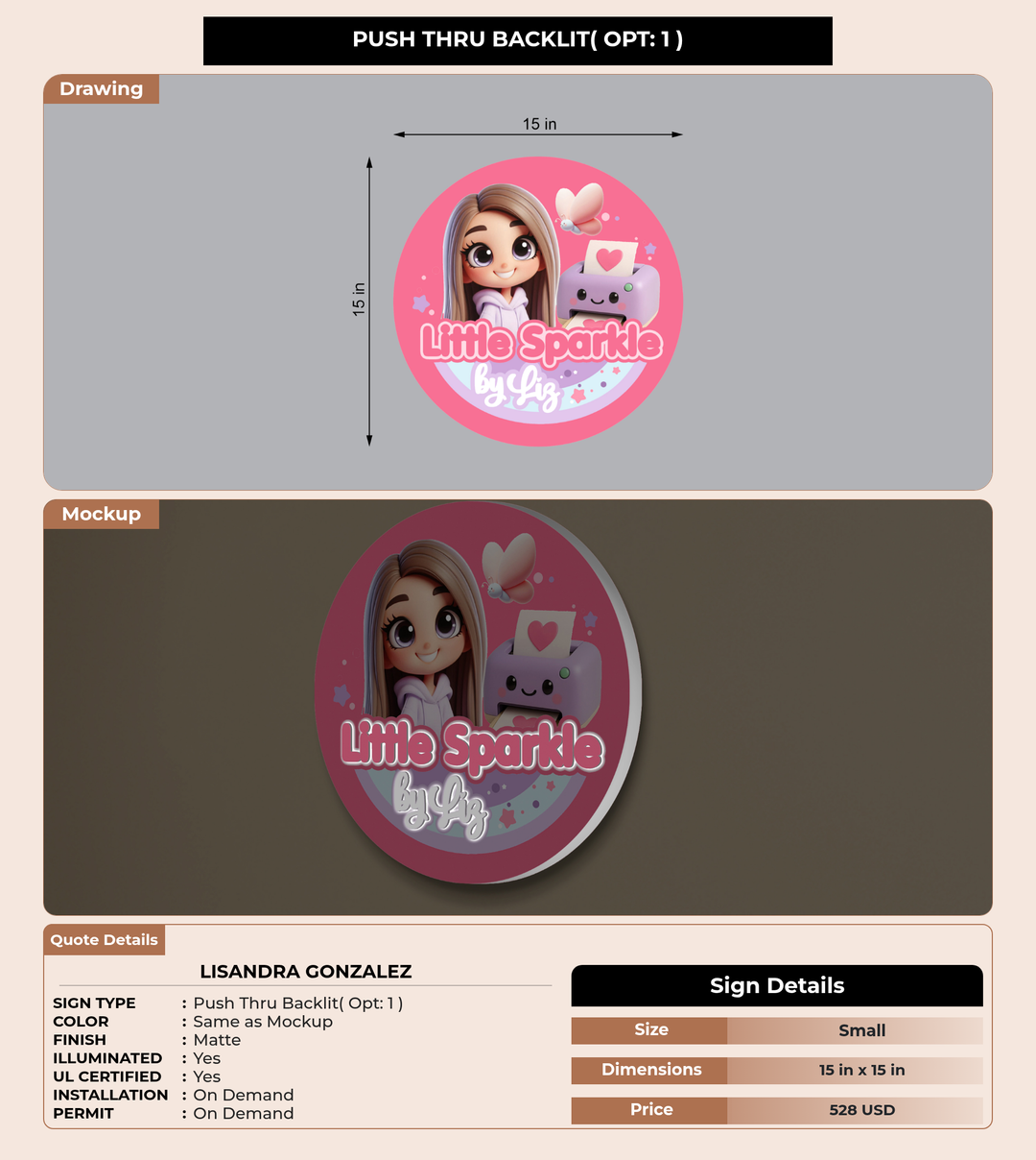 CUSTOM MOCKUP SIGN FOR LISANDRA GONZALEZ