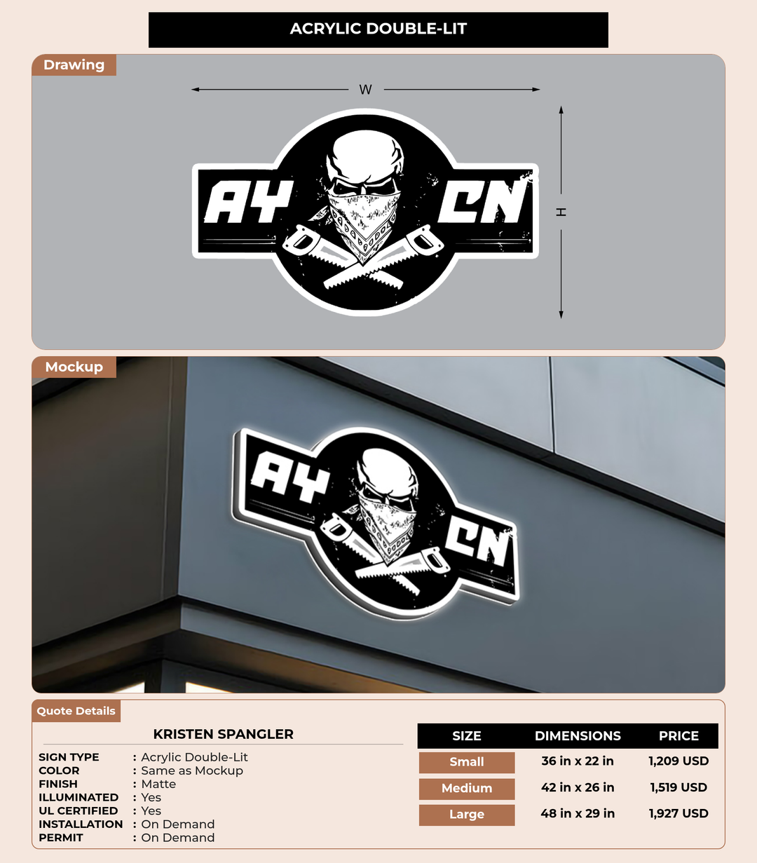 CUSTOM MOCKUP SIGN FOR Kristen Spangler