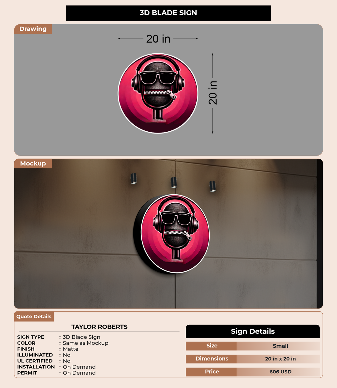 CUSTOM MOCKUP SIGN FOR Taylor Roberts