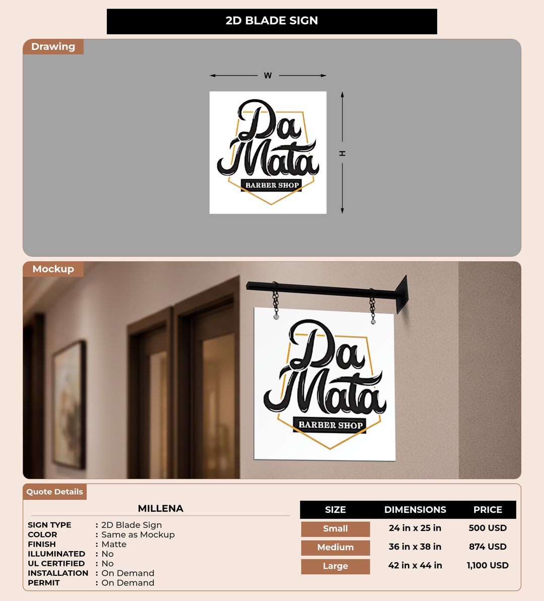 CUSTOM MOCKUP SIGN FOR Millena
