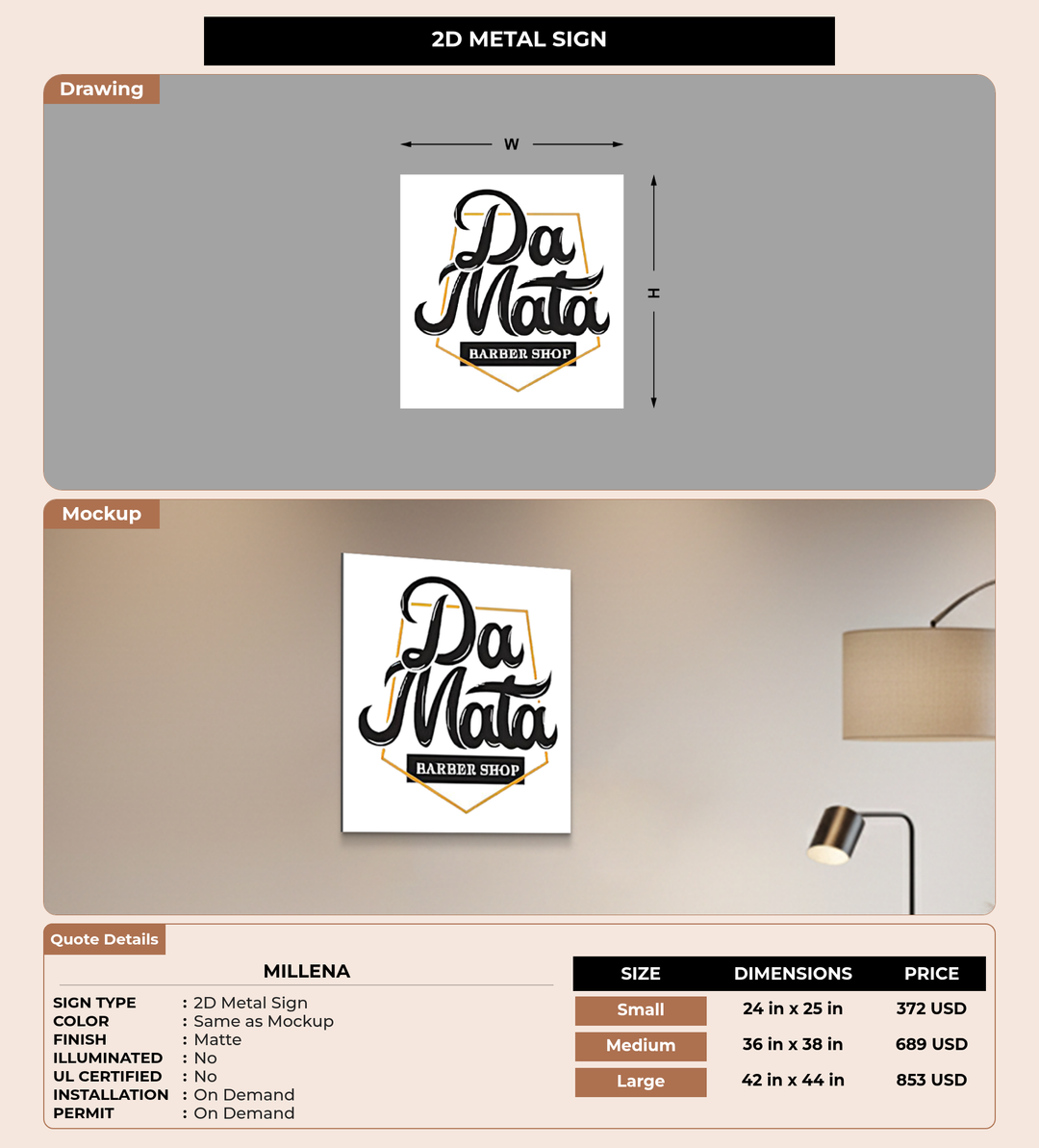 CUSTOM MOCKUP SIGN FOR Millena