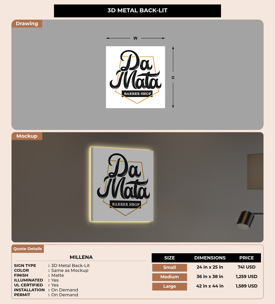 CUSTOM MOCKUP SIGN FOR Millena