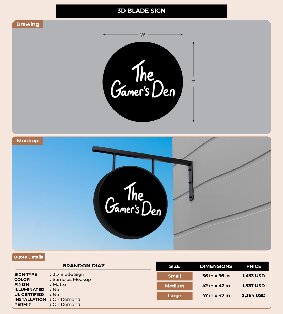 CUSTOM MOCKUP SIGN FOR Brandon Diaz