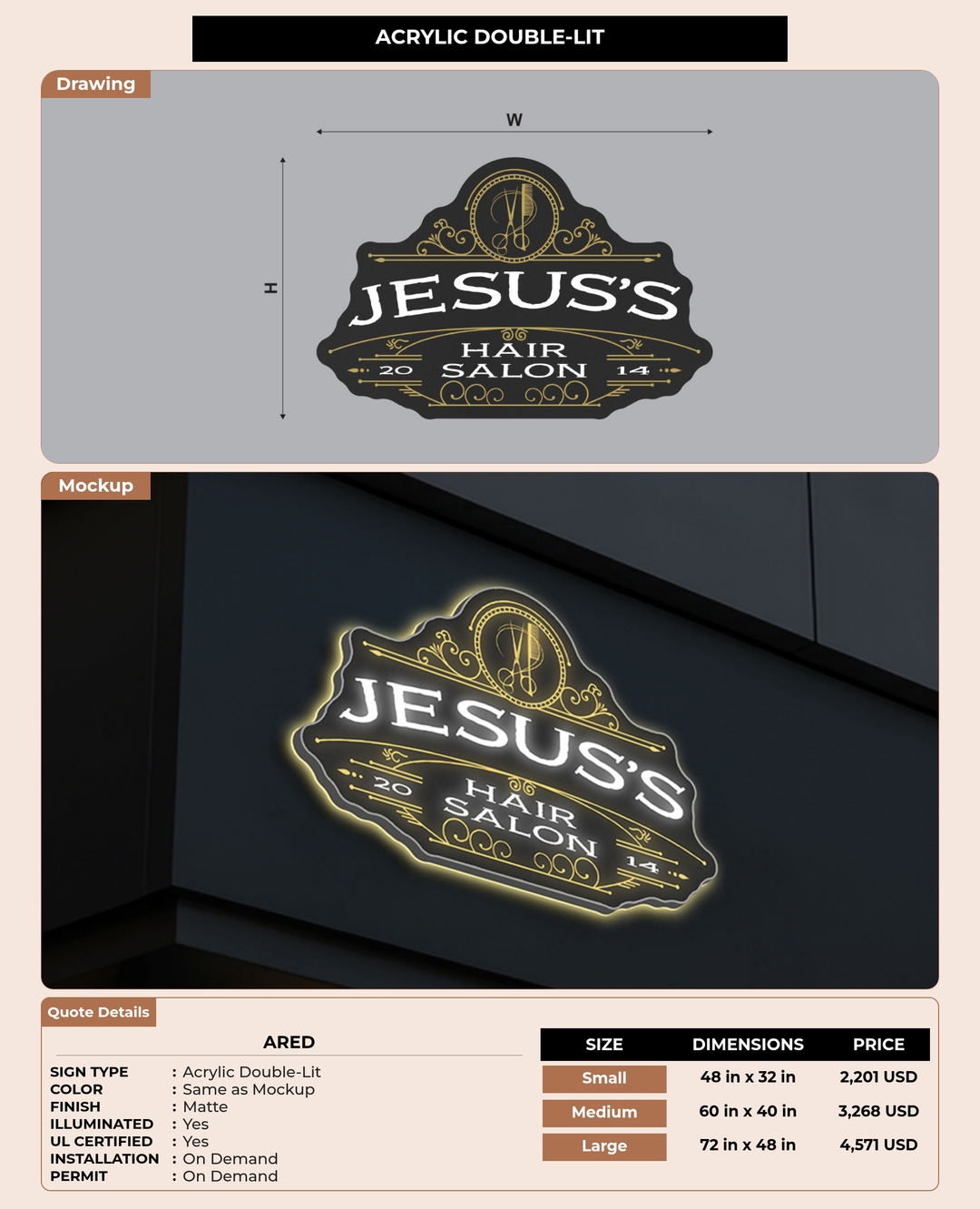 CUSTOM MOCKUP SIGN FOR Ared