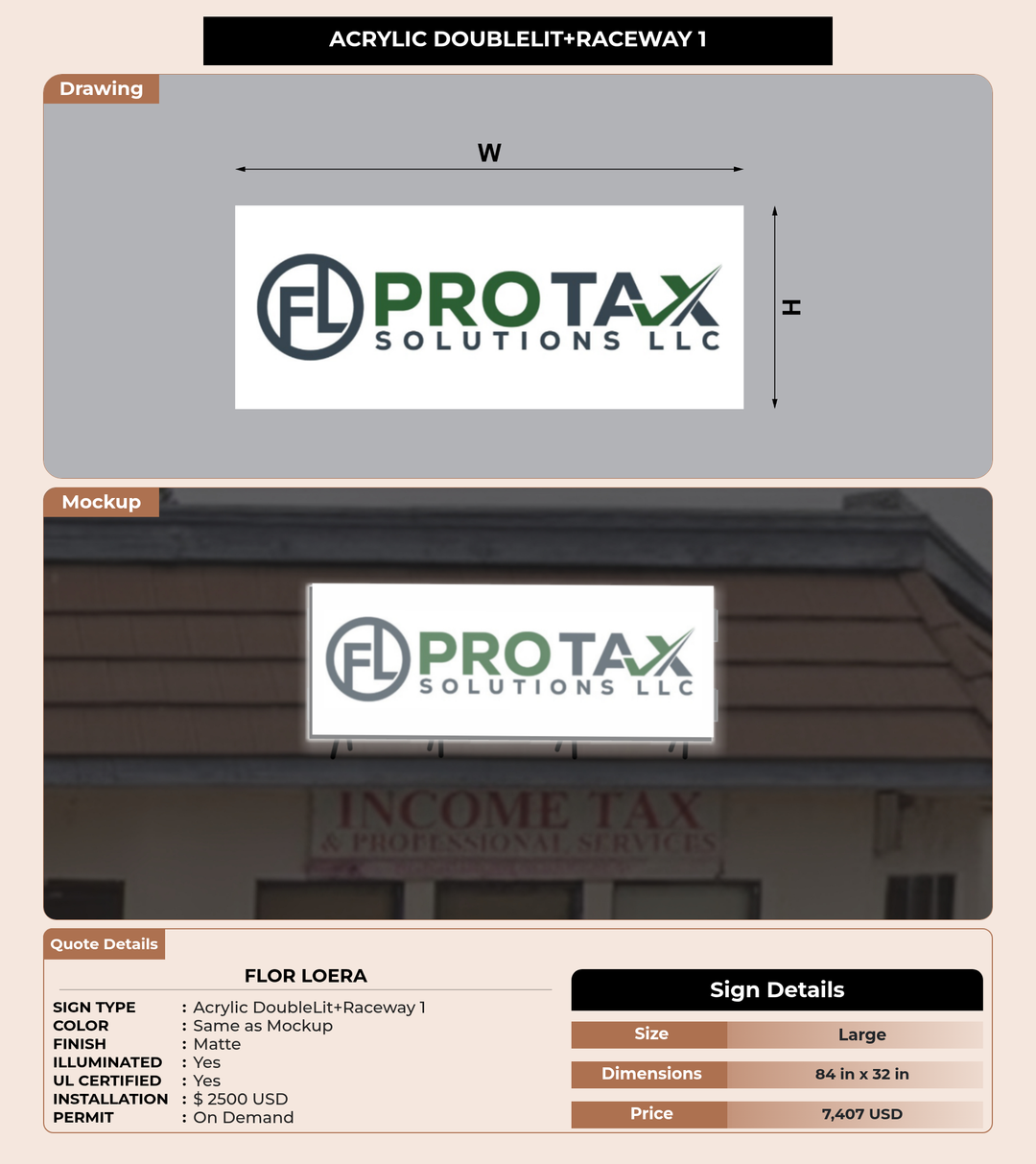 CUSTOM MOCKUP SIGN FOR Flor Loera