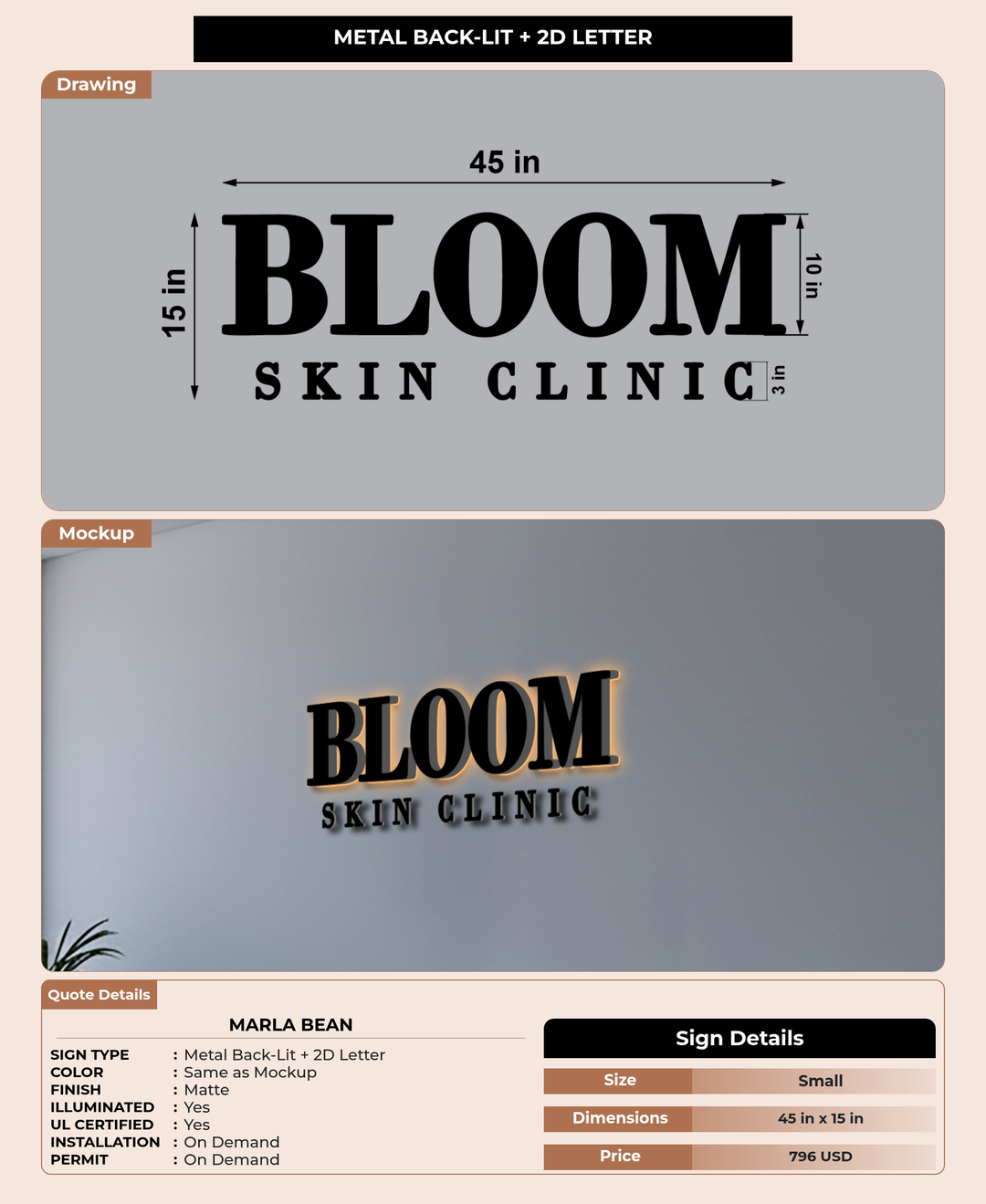 CUSTOM MOCKUP SIGN FOR Marla Bean