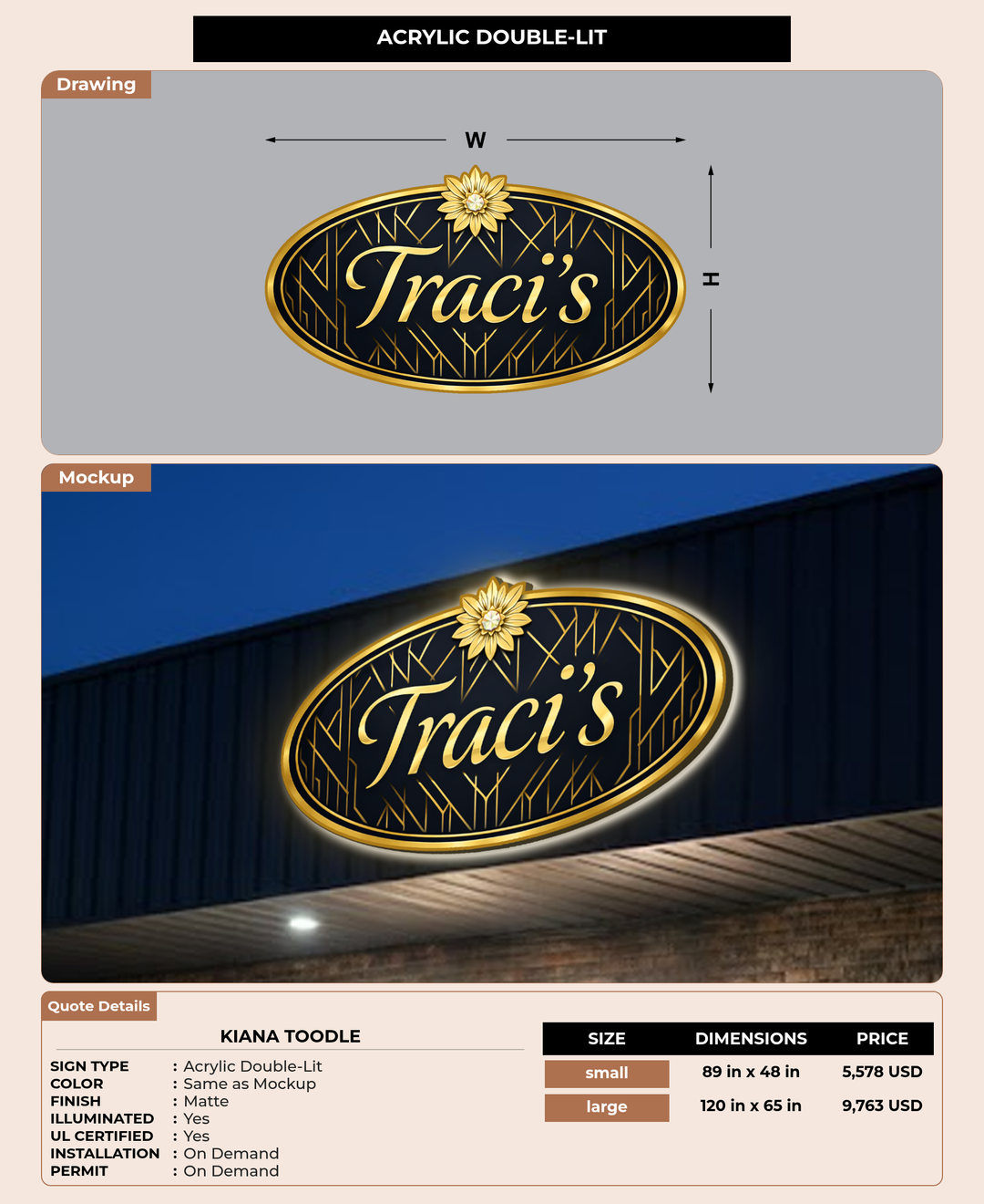 CUSTOM MOCKUP SIGN FOR Kiana Toodle