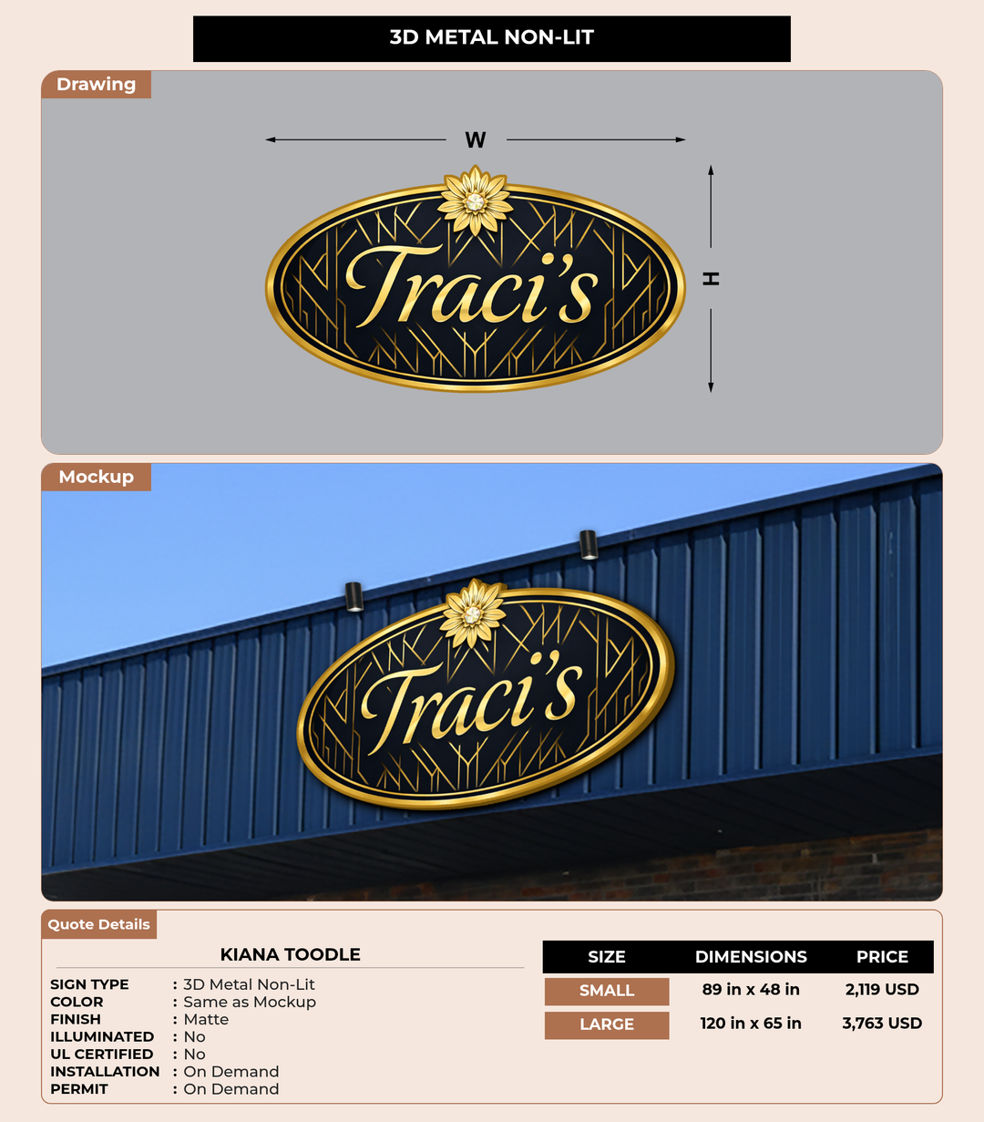 CUSTOM MOCKUP SIGN FOR Kiana Toodle