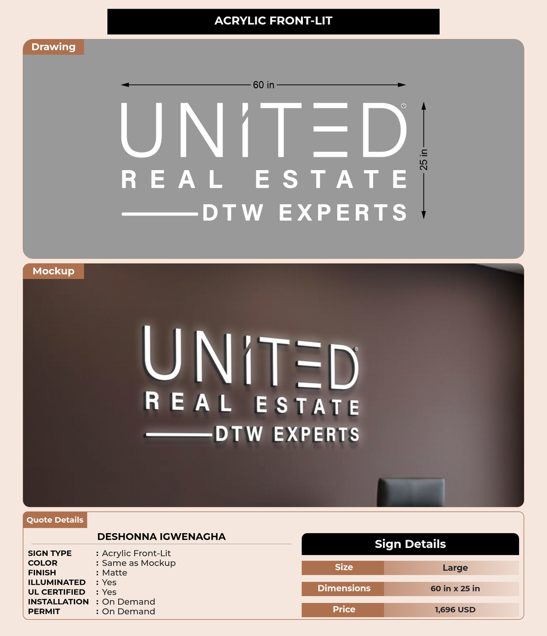 CUSTOM MOCKUP SIGN FOR Deshonna Igwenagha