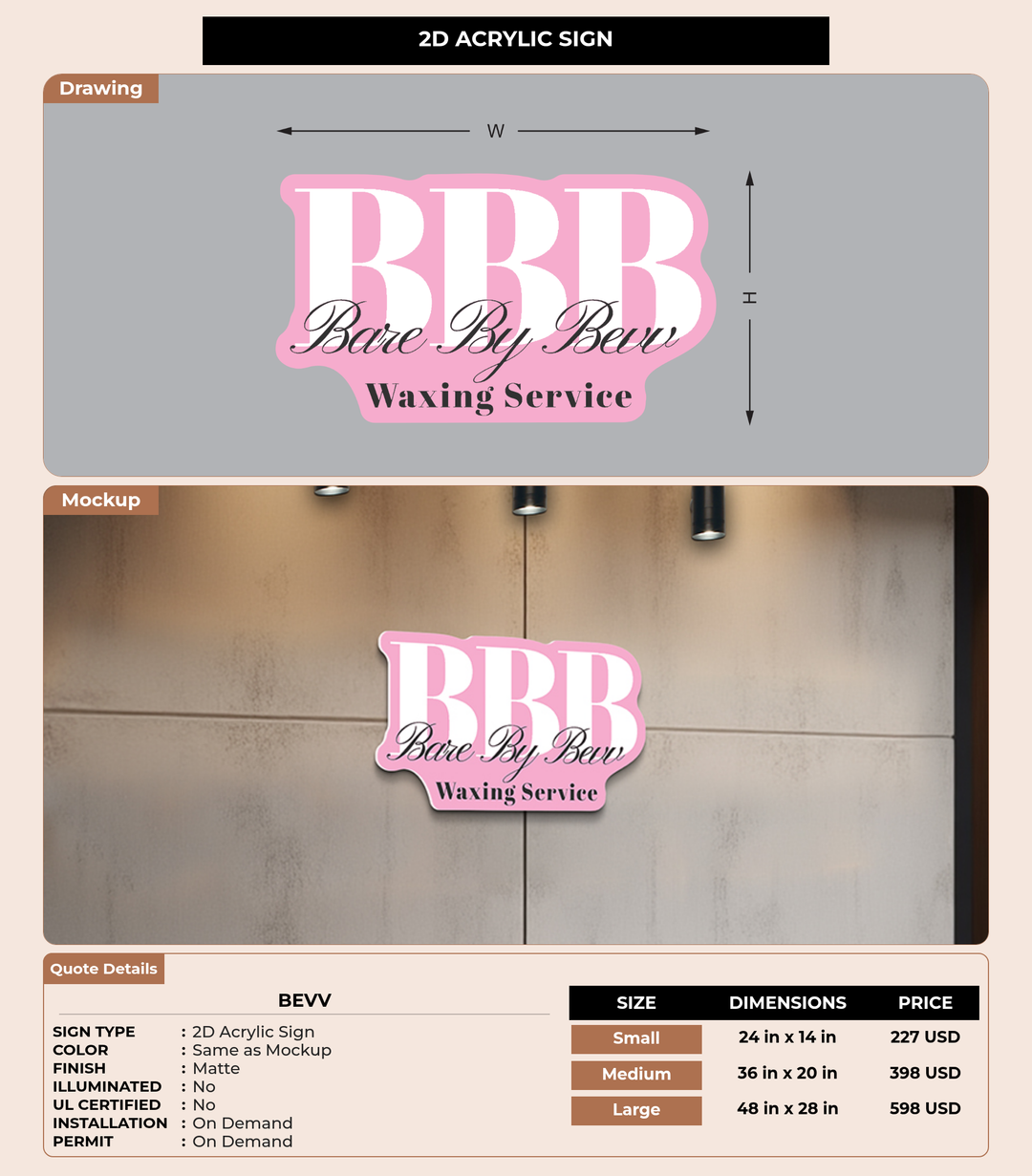 CUSTOM MOCKUP SIGN FOR bevv