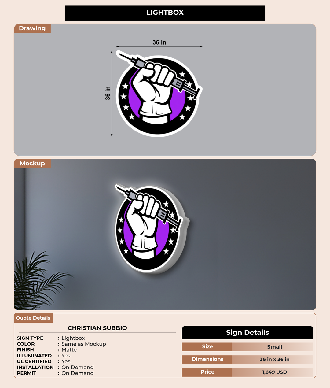 CUSTOM MOCKUP SIGN FOR Christian Subbio