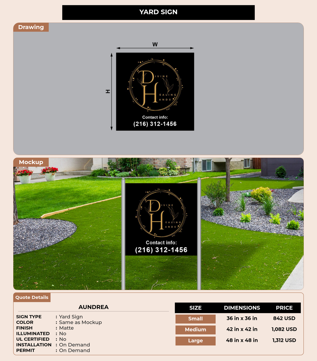 CUSTOM MOCKUP SIGN FOR Aundrea