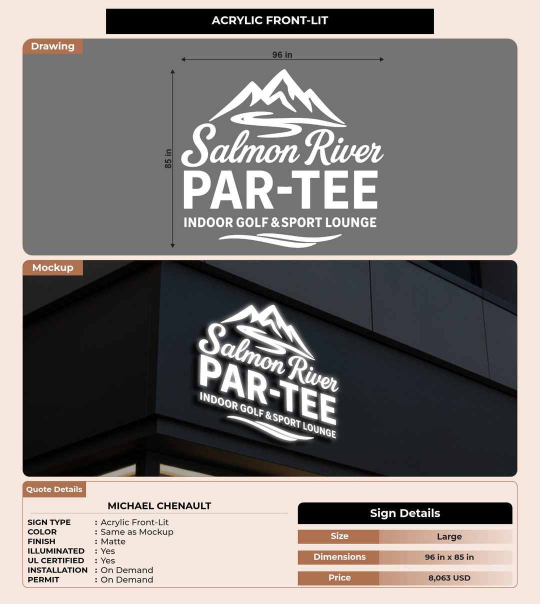 CUSTOM MOCKUP SIGN FOR Michael Chenault