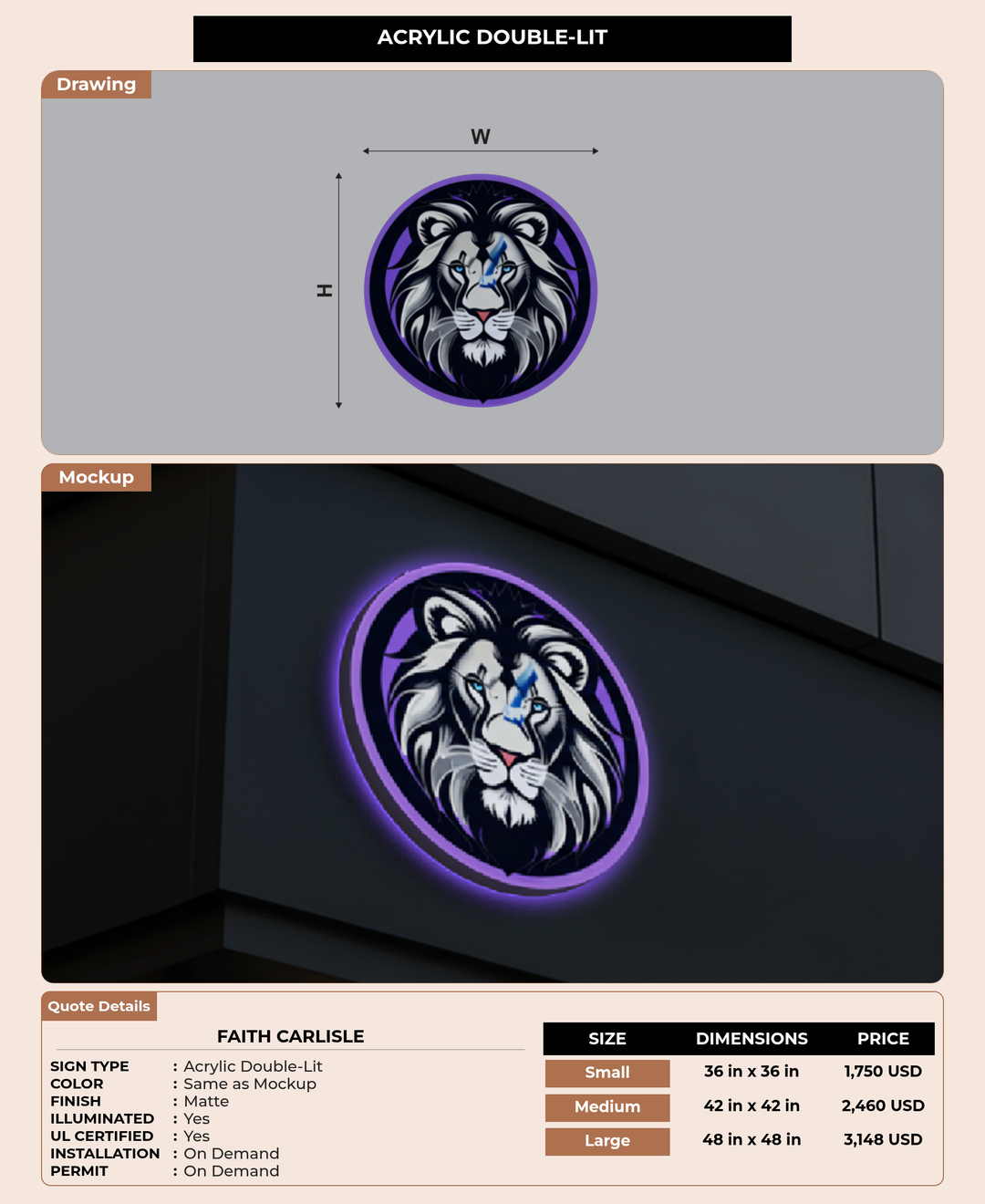 CUSTOM MOCKUP SIGN FOR Faith Carlisle