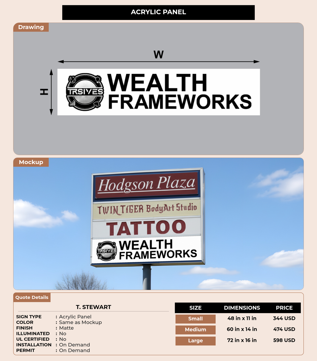 CUSTOM MOCKUP SIGN FOR T. Stewart