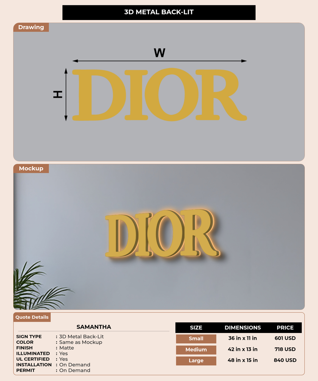 CUSTOM MOCKUP SIGN FOR Samantha