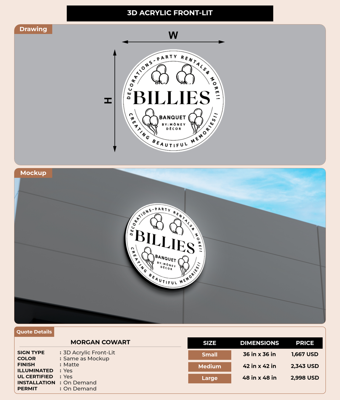 CUSTOM MOCKUP SIGN FOR Morgan Cowart