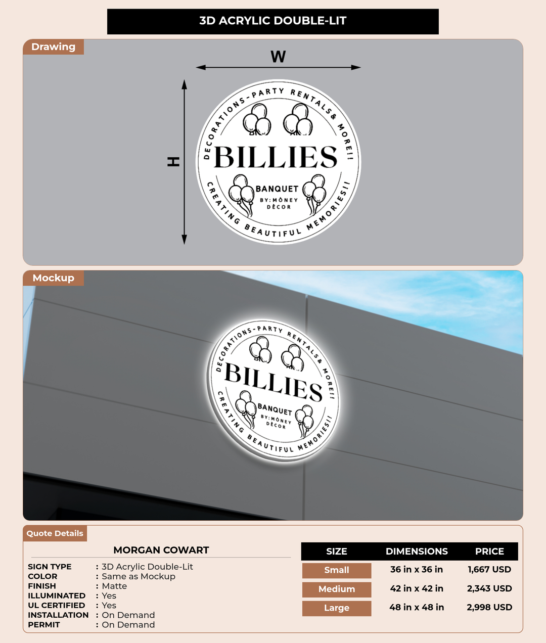 CUSTOM MOCKUP SIGN FOR Morgan Cowart