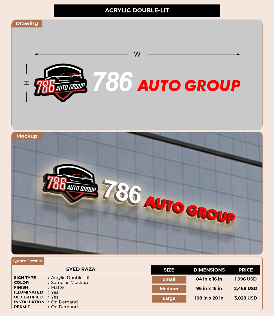 CUSTOM MOCKUP SIGN FOR Syed Raza