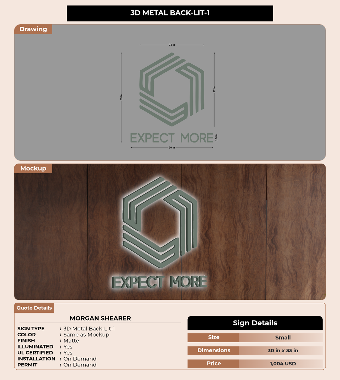 CUSTOM MOCKUP SIGN FOR Morgan Shearer