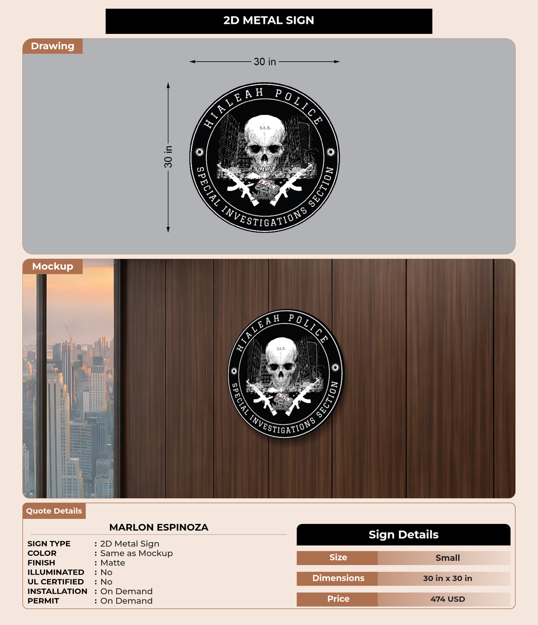 CUSTOM MOCKUP SIGN FOR Marlon Espinoza