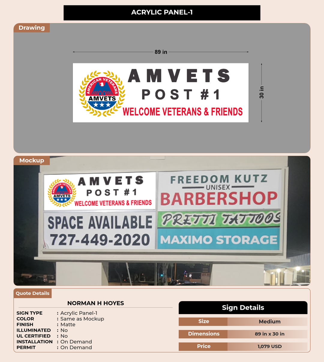 CUSTOM MOCKUP SIGN FOR NORMAN H HOYES
