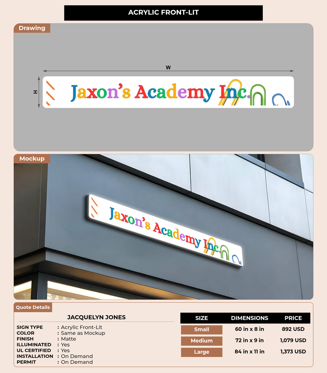 CUSTOM MOCKUP SIGN FOR Jacquelyn Jones