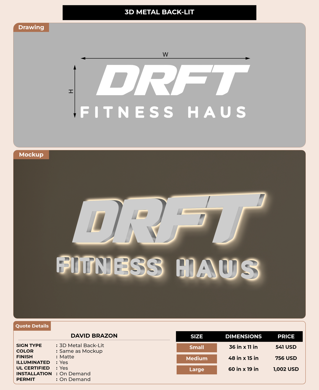 CUSTOM MOCKUP SIGN FOR David Brazon