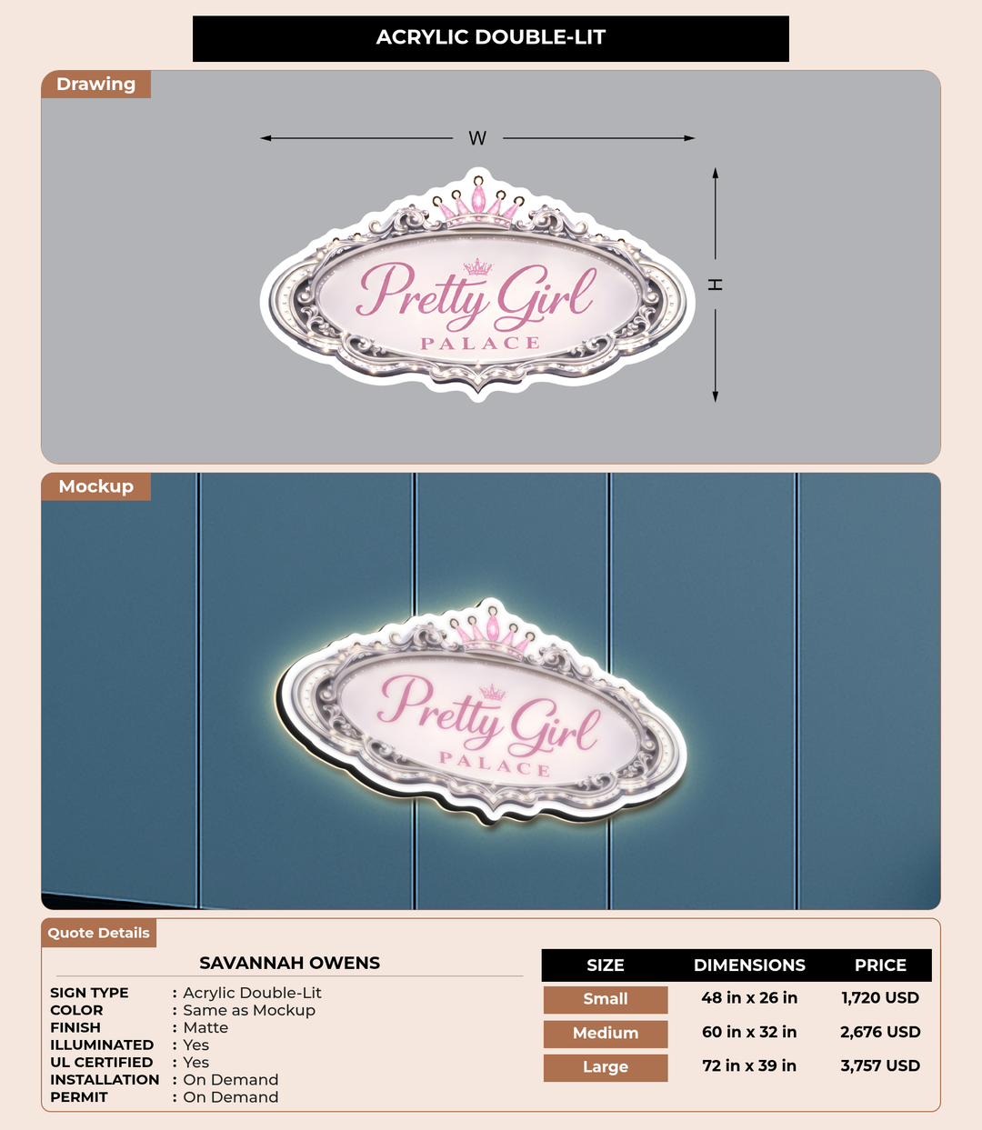 CUSTOM MOCKUP SIGN FOR Savannah Owens