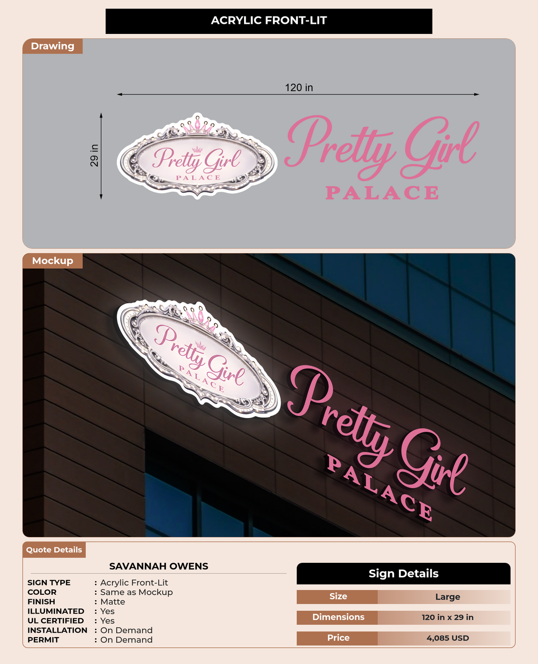CUSTOM MOCKUP SIGN FOR Savannah Owens