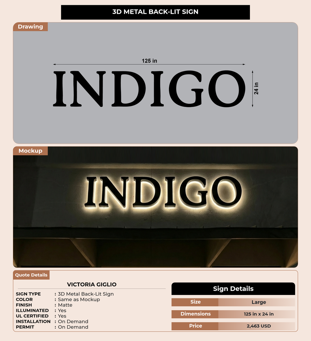 CUSTOM MOCKUP SIGN FOR Victoria Giglio