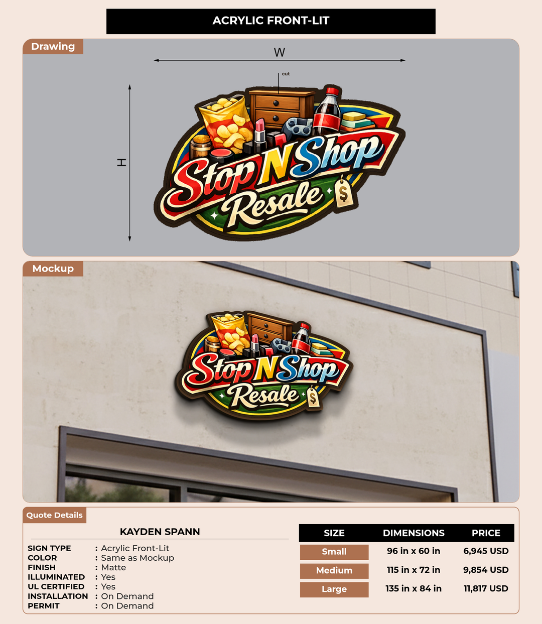 CUSTOM MOCKUP SIGN FOR Kayden Spann
