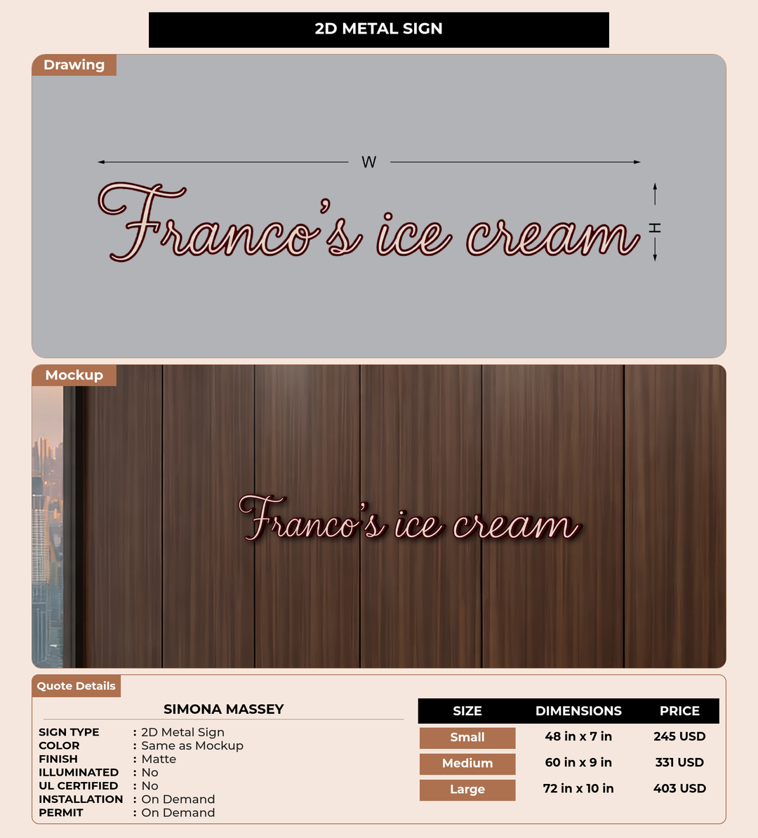 CUSTOM MOCKUP SIGN FOR Simona Massey