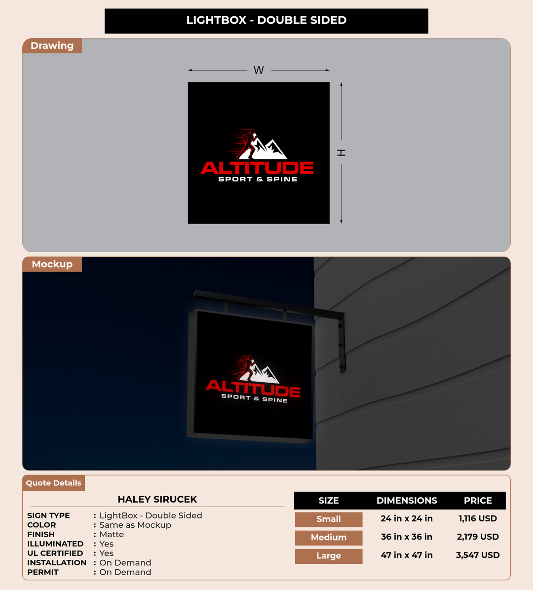 CUSTOM MOCKUP SIGN FOR Haley Sirucek
