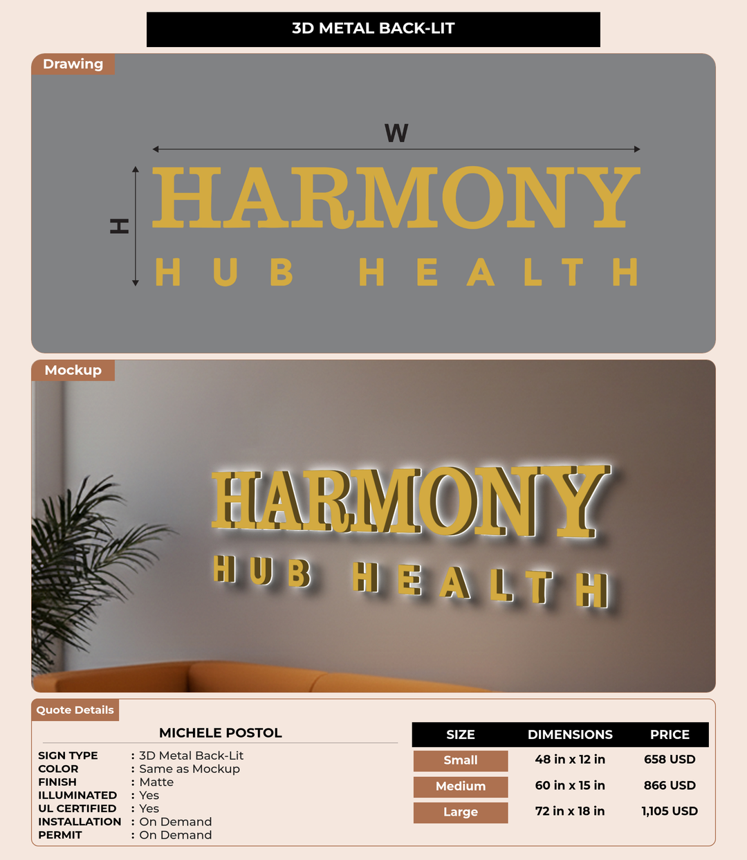 CUSTOM MOCKUP SIGN FOR Michele Postol