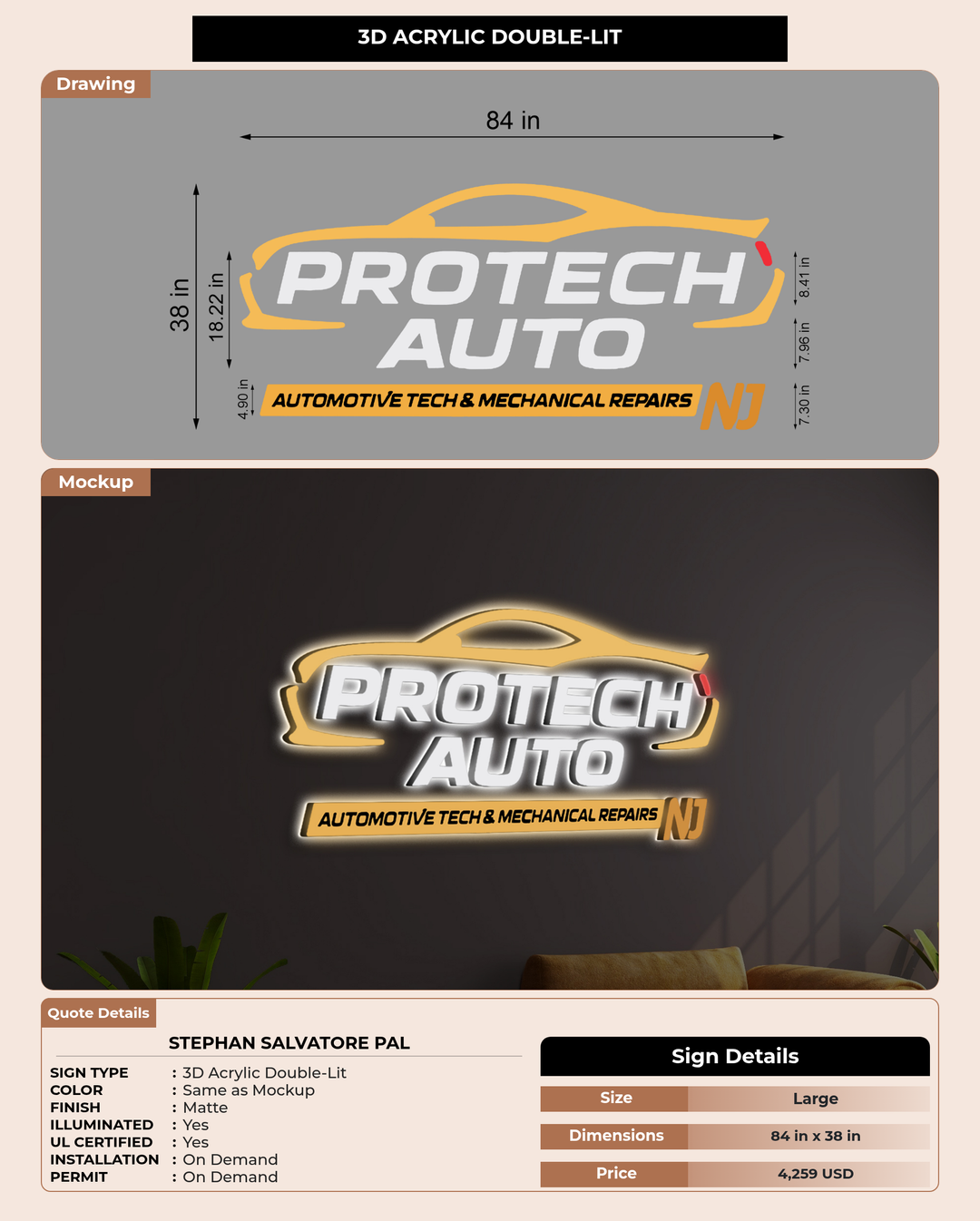 CUSTOM MOCKUP SIGN FOR STEPHAN SALVATORE PAL