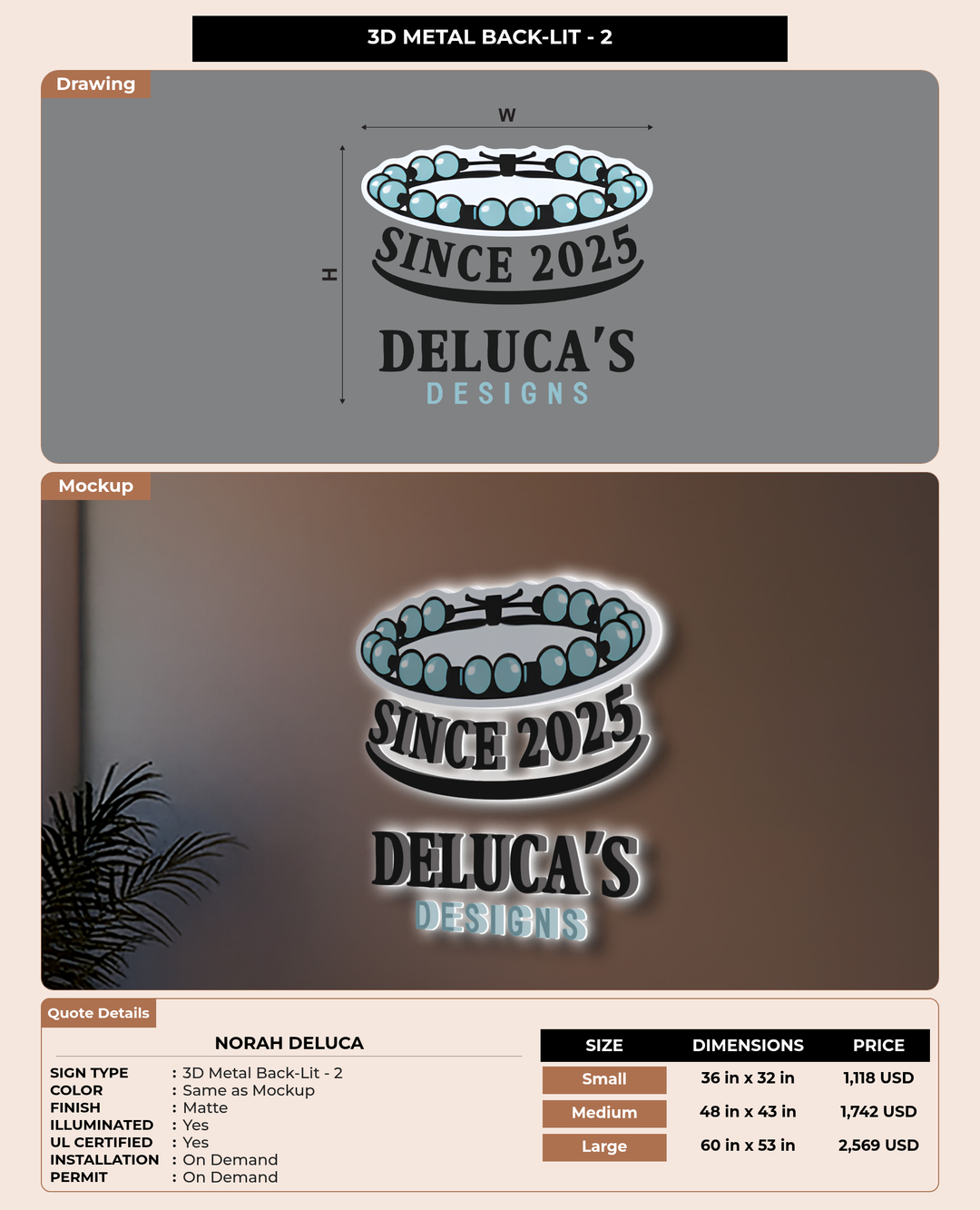 CUSTOM MOCKUP SIGN FOR Norah Deluca