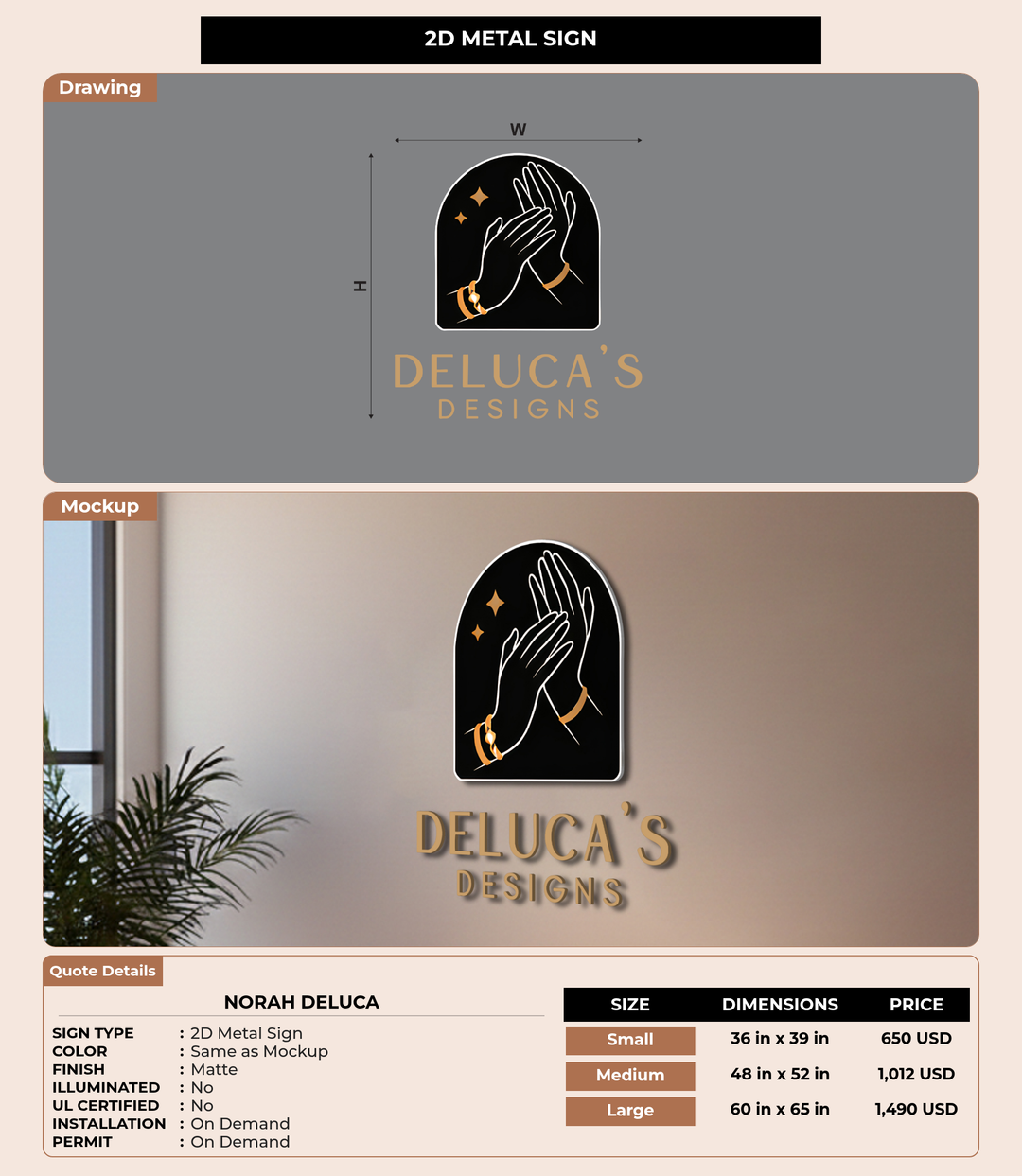 CUSTOM MOCKUP SIGN FOR Norah Deluca
